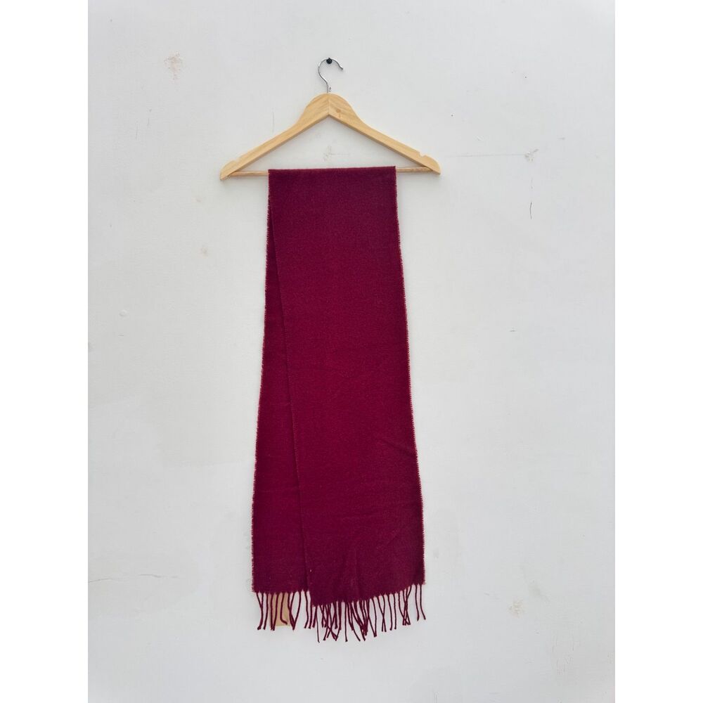 NWT Cristina Chiti 100% Cashmere Fringe Scarf Burgundy Made in Italy